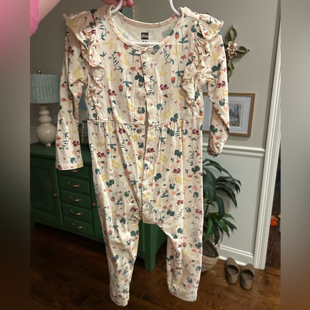Tea collection Floral Button-Up Baby Romper